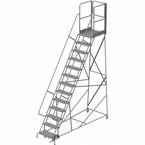 TRIARC 172" High 450 Lb Capacity 13 Step Rolling Warehouse Ladder