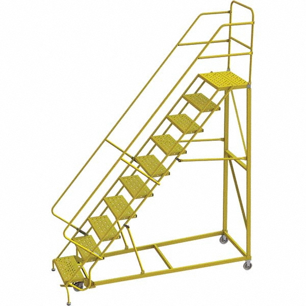 Step Ladder Incline TRI-ARC - Steel Forward Descent 50 deg Incline Rolling Ladder: 10 ...