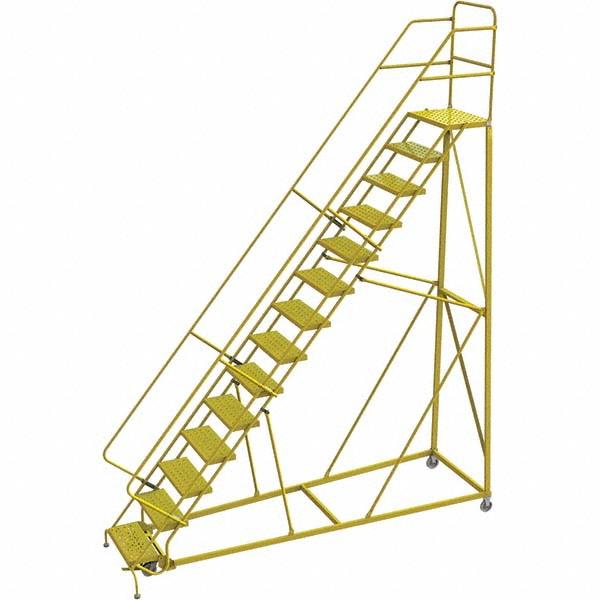 Step Ladder Incline TRI-ARC - Steel Forward Descent 50 deg Incline Rolling Ladder: 14 ...
