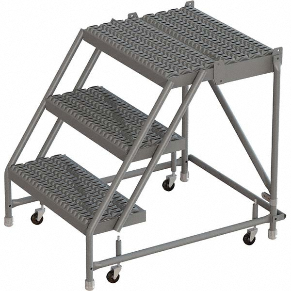 Spring Round Ladder TRI-ARC - Steel Spring-Loaded Rolling Ladder: 450 lb Capacity, 3 Step ...