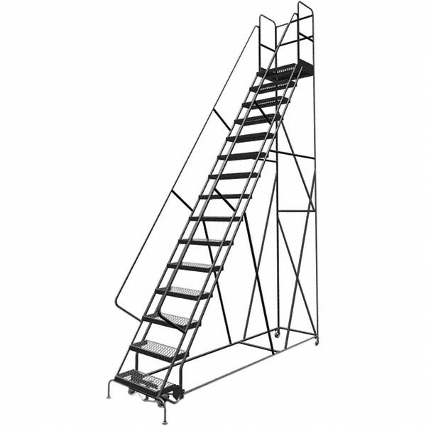 TRIARC Steel SpringLoaded Rolling Ladder 450 lb Capacity, 15 Step