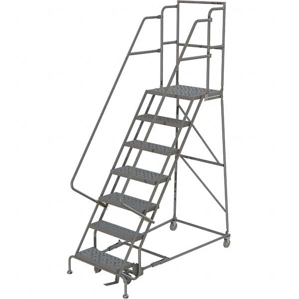 TRI-ARC - Steel Spring-Loaded Rolling Ladder: 450 lb Capacity, 7 Step ...