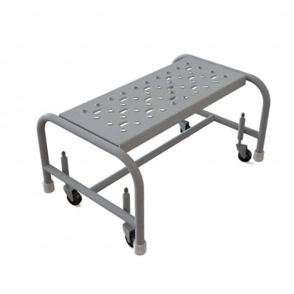 Step Stand Stool: 12" OAH, 24" OAW, 1 Step, Steel, Gray