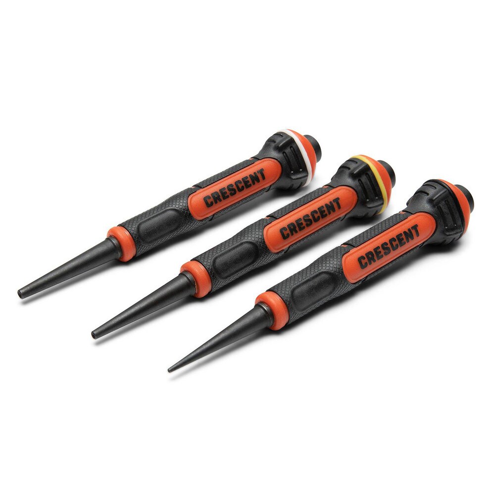 Punch Sets; Set Type: Nail ; Material: Steel ; Container Type: Plastic Case ; Maximum Punch Size (Decimal Inch): 0.0310 ; Includes: 1/32 in; 2/32 in; 3/32 in ; Number Of Pieces: 3