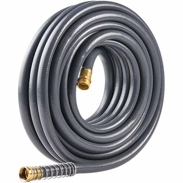 Garden Hose: 5/8" Dia, 50 ft, 3/4" Thread, Gray, Vinyl, 100 psi - 5/8" Dia, 3/4, Vinyl, 100 Max psi, No Gray