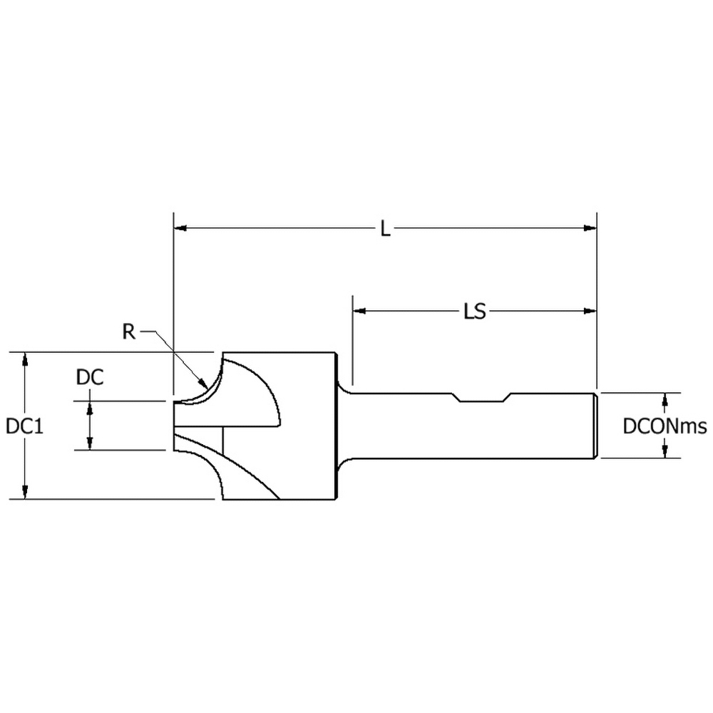 Keo Corner Rounding End Mill 19.00 mm Radius, 21/4" Dia, 4 Flutes