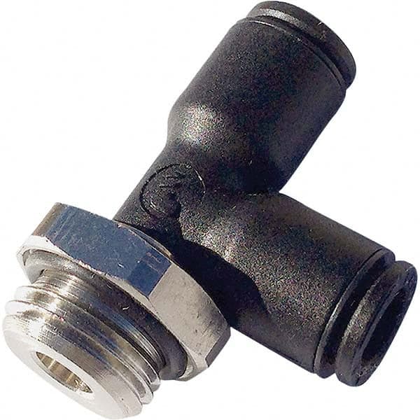 Push-To-Connect Tube Fitting: Male Run Tee, M5 x 0.8 Thread