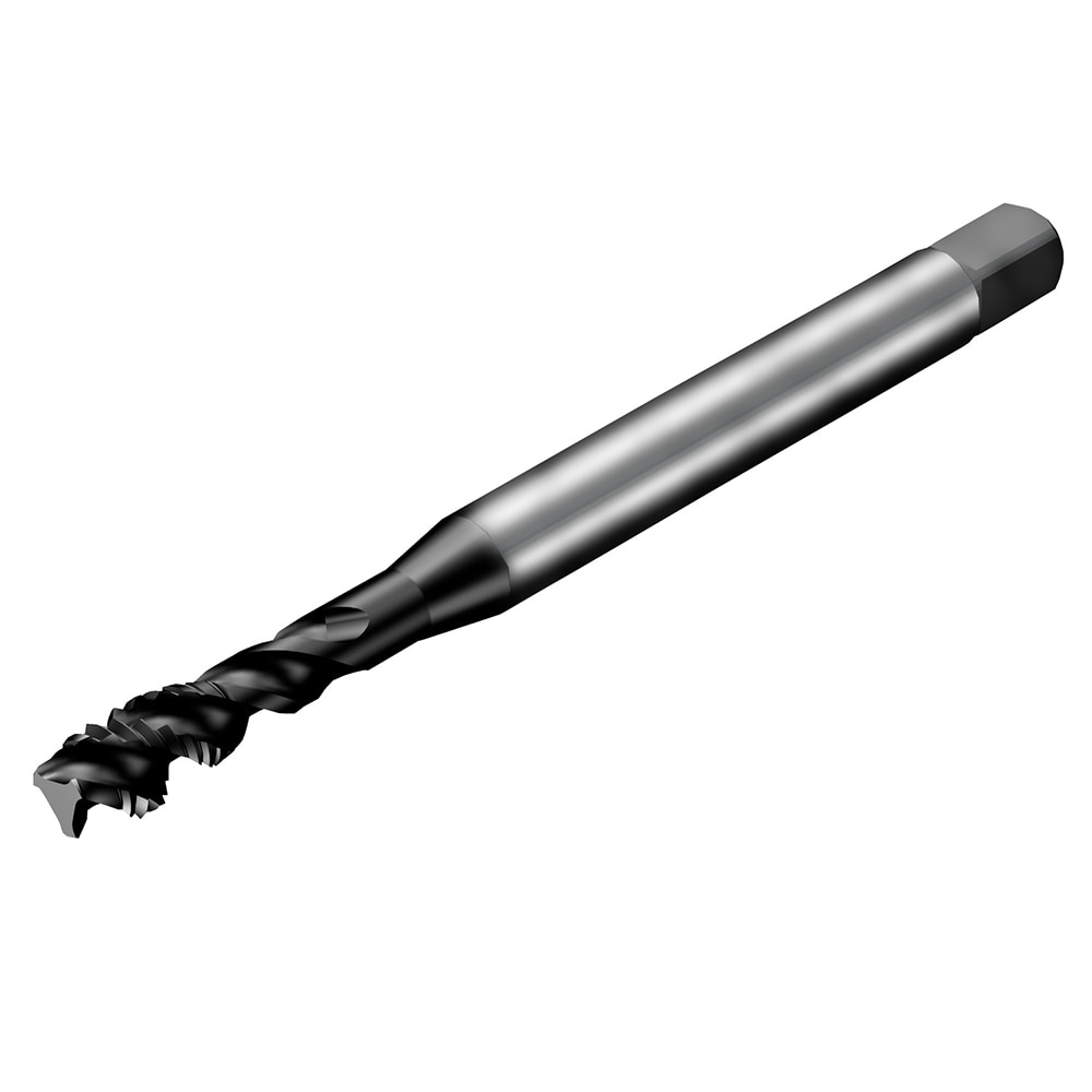 Sandvik Coromant 8055758 Spiral Flute Tap: #10-32, DIN & ANSI, 3 Flute, Semi-Bottoming, 3BX Class of Fit, High Speed Steel-E-PM, TiAlN Finish Image