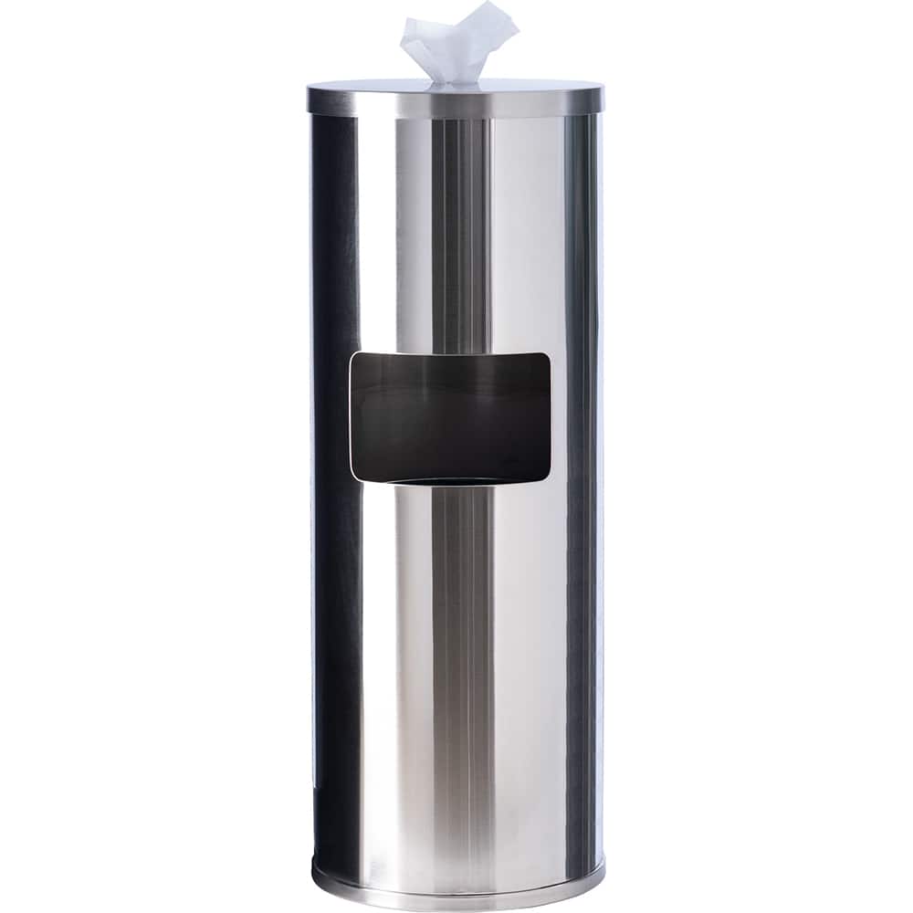 Wipe Dispensers; For Use With: Wipes ; Dispenser Style: Manual ; Color: Stainless-Steel ; Includes: 7 gallon trash receptacle ; Material: Heavy Gauge Stainless-Steel