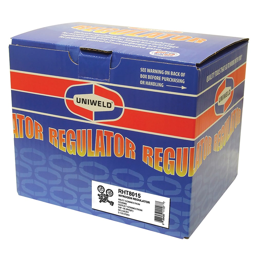Welding Regulators; Gas Type: Nitrogen ; Maximum Inlet Pressure (psi): 200 ; CGA Inlet Connection: 580 ; Fitting Type: Female ; Maximum Outlet Pressure: 0 to 4000 psi ; Thread Size: 5/8-18