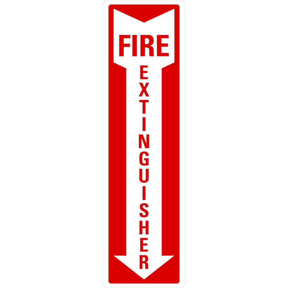 Fire Sign: Rectangle, Fire Extinguisher - Reflective Decal, Adhesive-Backed, 14" High, 4" Wide