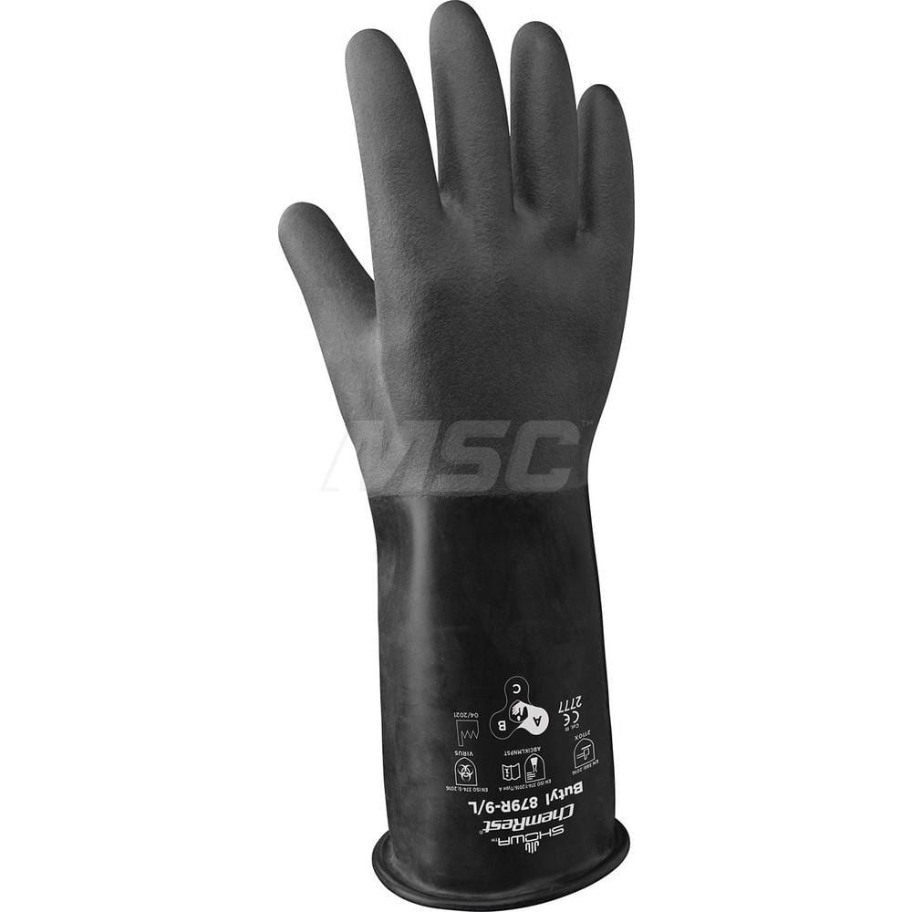 Chemical Resistant Gloves:  Size X-Large,  25.00 Thick,  Butyl,  Butyl,  Unsupported,  General Purpose Chemical-Resistant