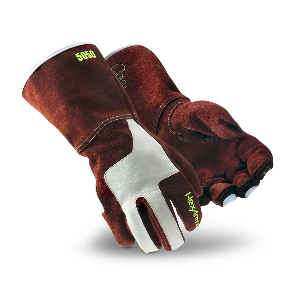 HexArmor. 5050-L (9) Cut, Puncture & Abrasive-Resistant Gloves: Size L, ANSI Cut A6, ANSI Puncture 4, Leather Image