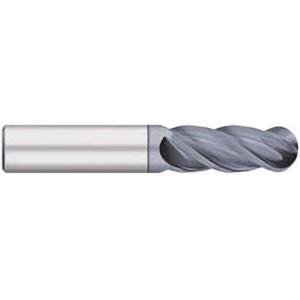 Cutting Length: 3/4 Over All Lenght: 2-1/2 Cutting Diameter: 1/4 1/4 4 Flutes Ball End Solid Carbide Endmill Cutting Length: 3/4 Over All Lenght: 2-1/2 Cutting Diameter: 1/4 1/4 4 Flutes Ball End Solid Carbide Endmill