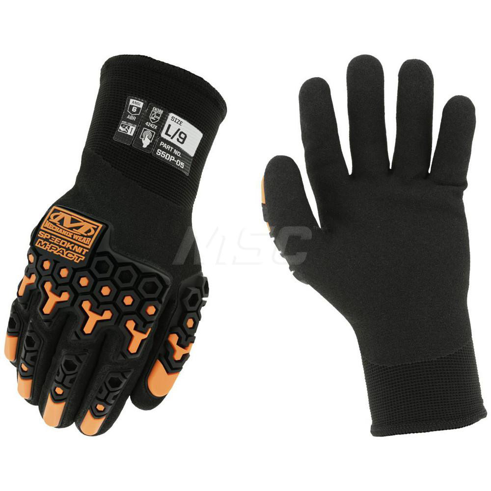 Work Gloves: Mechanix Wear S5DP-05, Size X-Large, Nitrile-Coated Nylon, Field Work - Black, Nylon Lined, Textured Grip, Pair
