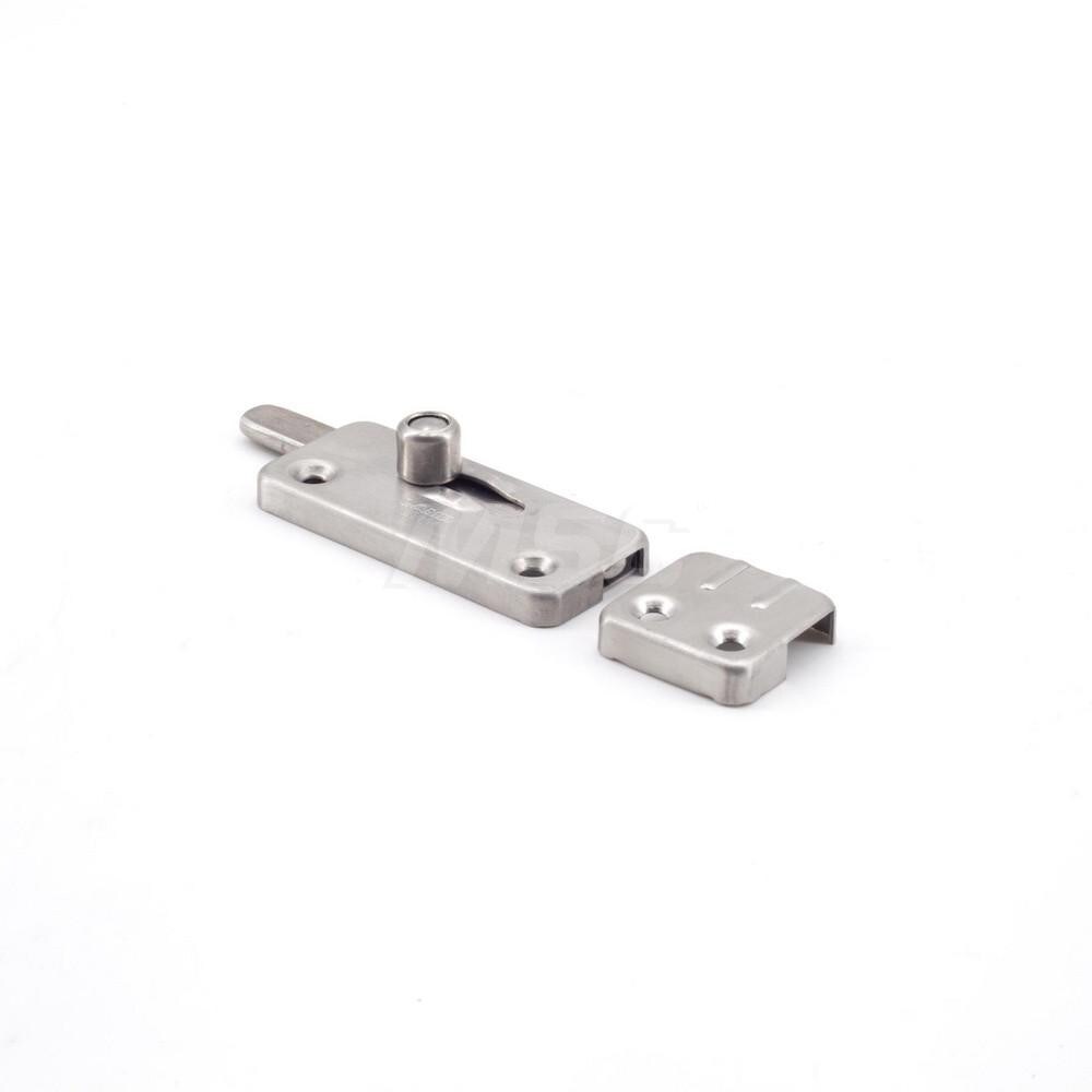 Slide Bolts; Type: Top Strike Slide Bolt ; Length (mm): 55.00 ; Width (mm): 24.00 ; Finish/Coating: Satin ; Additional Information: Weight: 39 g; Overall Length: 70 mm; Counter Plate Size: 24 x 24 x 6 mm; 24 x 18 x 2 mm; Screw: 2.7 x 16