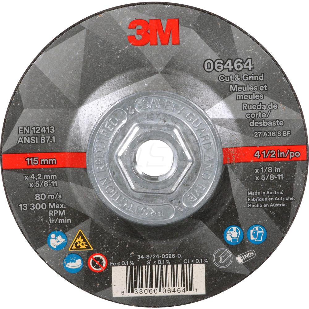 Depressed Grinding Wheel:  Type 27,  4-1/2" Dia,  1/8" Thick,  Ceramic