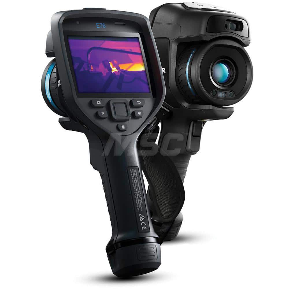 FLIR 78512-1101 Thermal Imaging Cameras; Camera Type: Thermal Imaging IR Camera; Display Type: 4" Color LCD Touchscreen; Compatible Surface Type: Dull; Dark; Light; Shiny; Field Of View: 24 Degree Horizontal x 18 Degree Vertical; Power Source: Li-Ion Rechargeable Battery 