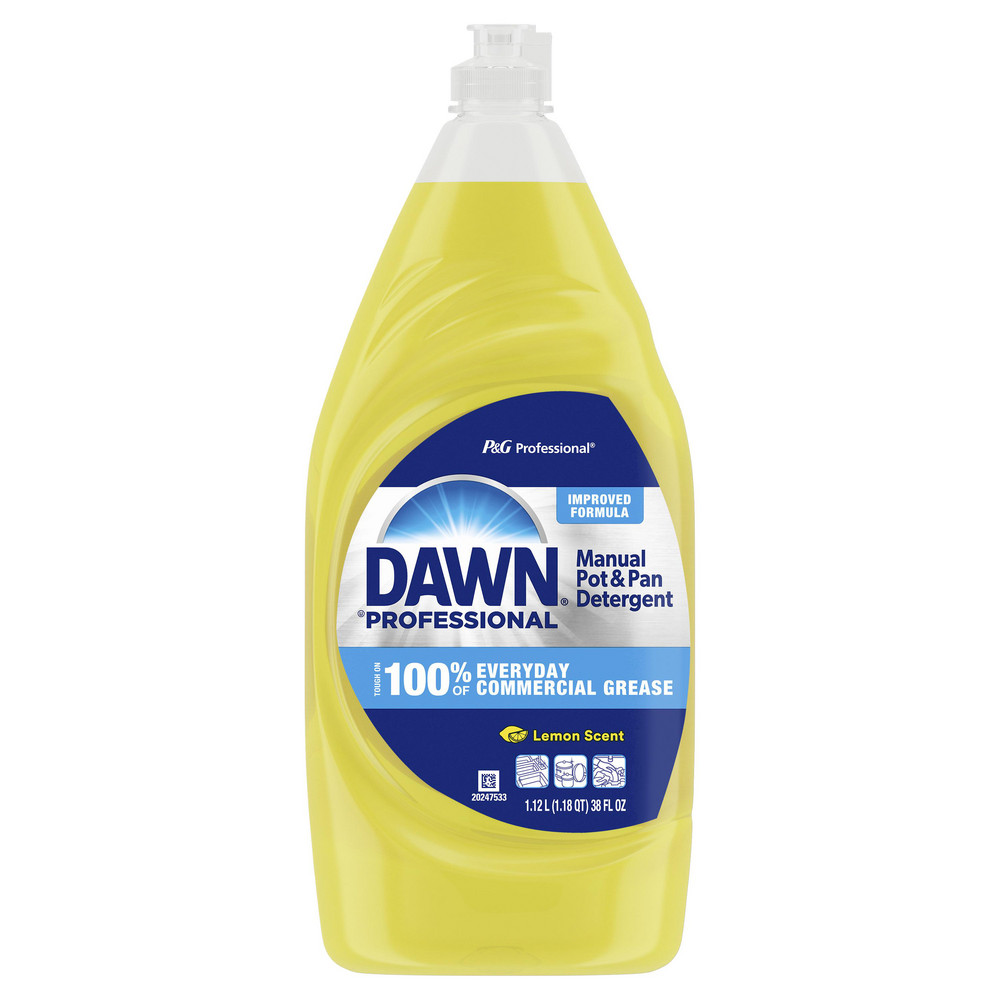 Dawn Professional Manual Pot & Pan Detergent, Dish Soap, Dishwashing Liquid, Lemon Scent, 38 fl oz, 8/Case - For Everyday Grease In 3-Comp Sinks, Bulk Dish Soap For Commercial Kitchens