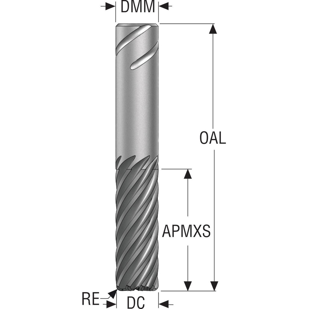Seco - Corner Radius End Mill: 12 mm Dia, 45.00 mm LOC, 2.00 mm Radius ...