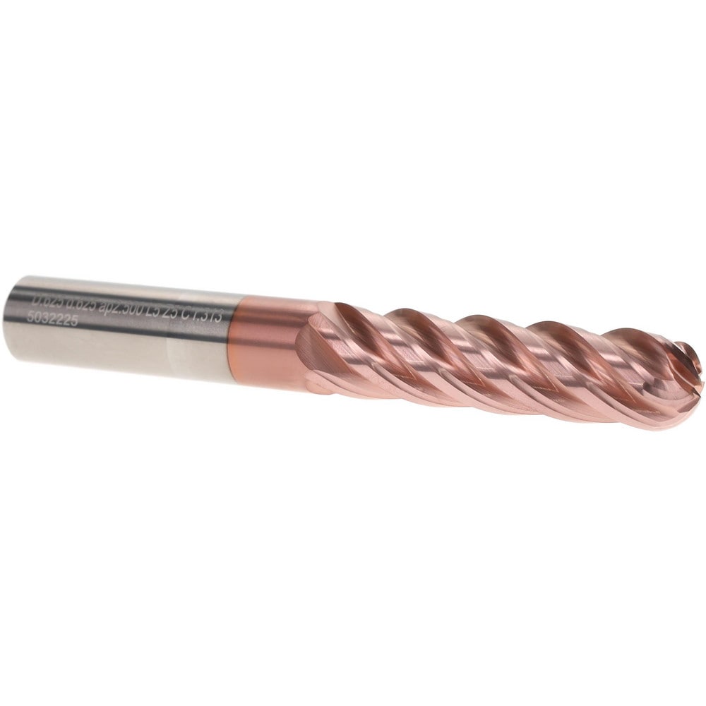 Ball End Mill: 5/8" Dia, 2-1/2" LOC, 5 Flute, Solid Carbide