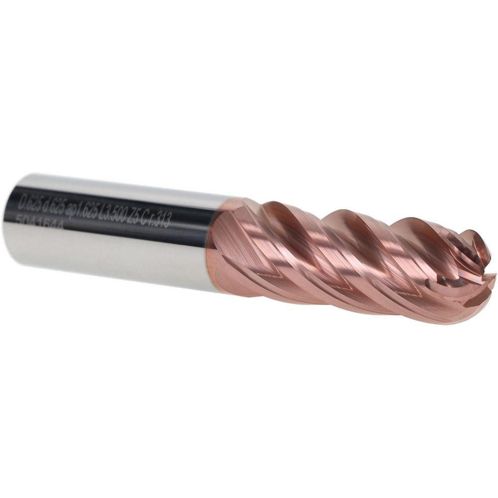 Ball End Mill: 0.625" Dia, 5 Flute, Solid Carbide