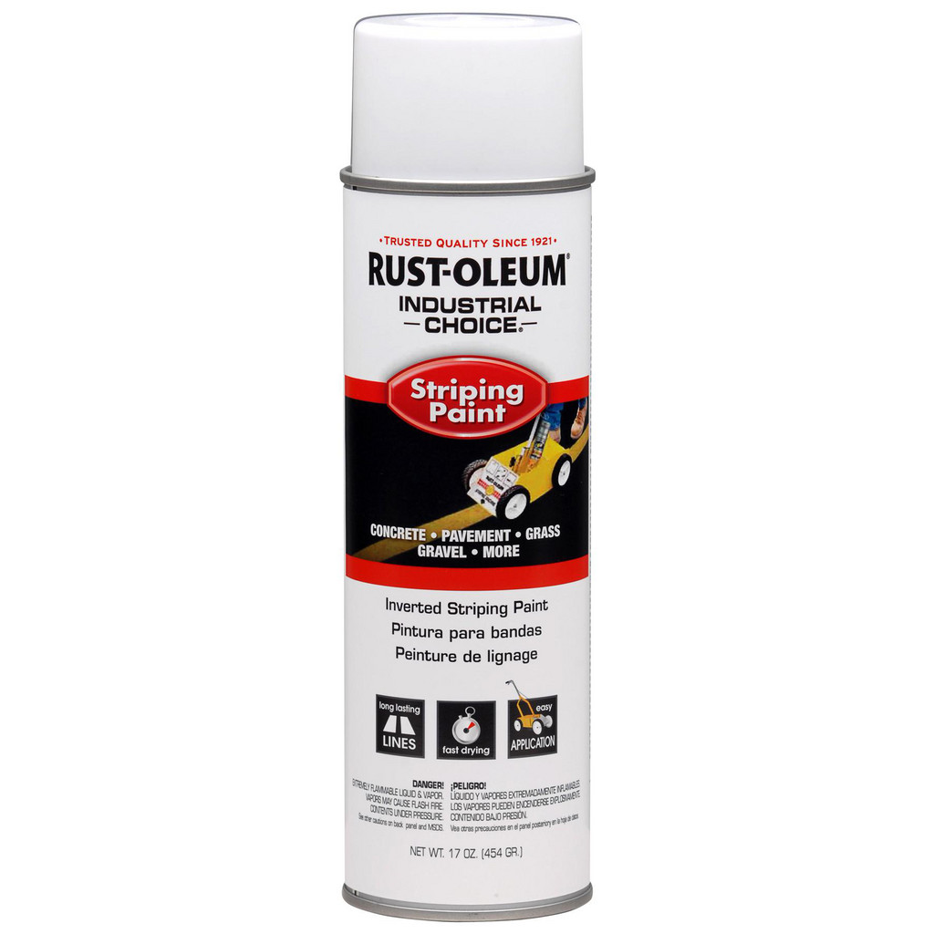 Rust-Oleum Industrial Choice S1600 Inverted Striping Spray Paint, White, Gloss, 12 oz - 150' Coverage at 4" Wide, Solvent-Based Formula