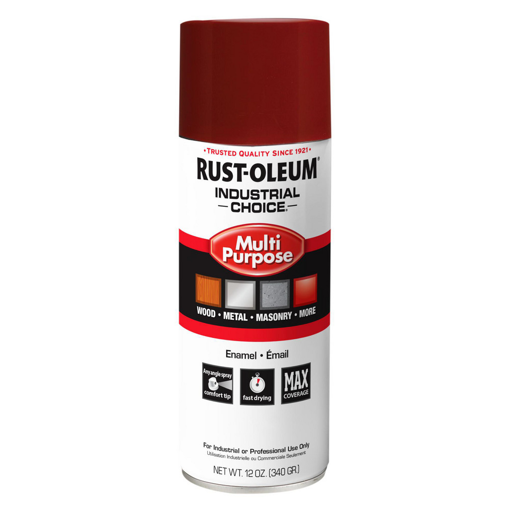 Rust-Oleum | Industrial Choice™ Industrial Choice 1600 Multi-Purpose Enamel Spray Paint, Cherry Red, Gloss, 12 oz - Indoor & Outdoor, Use on Metal