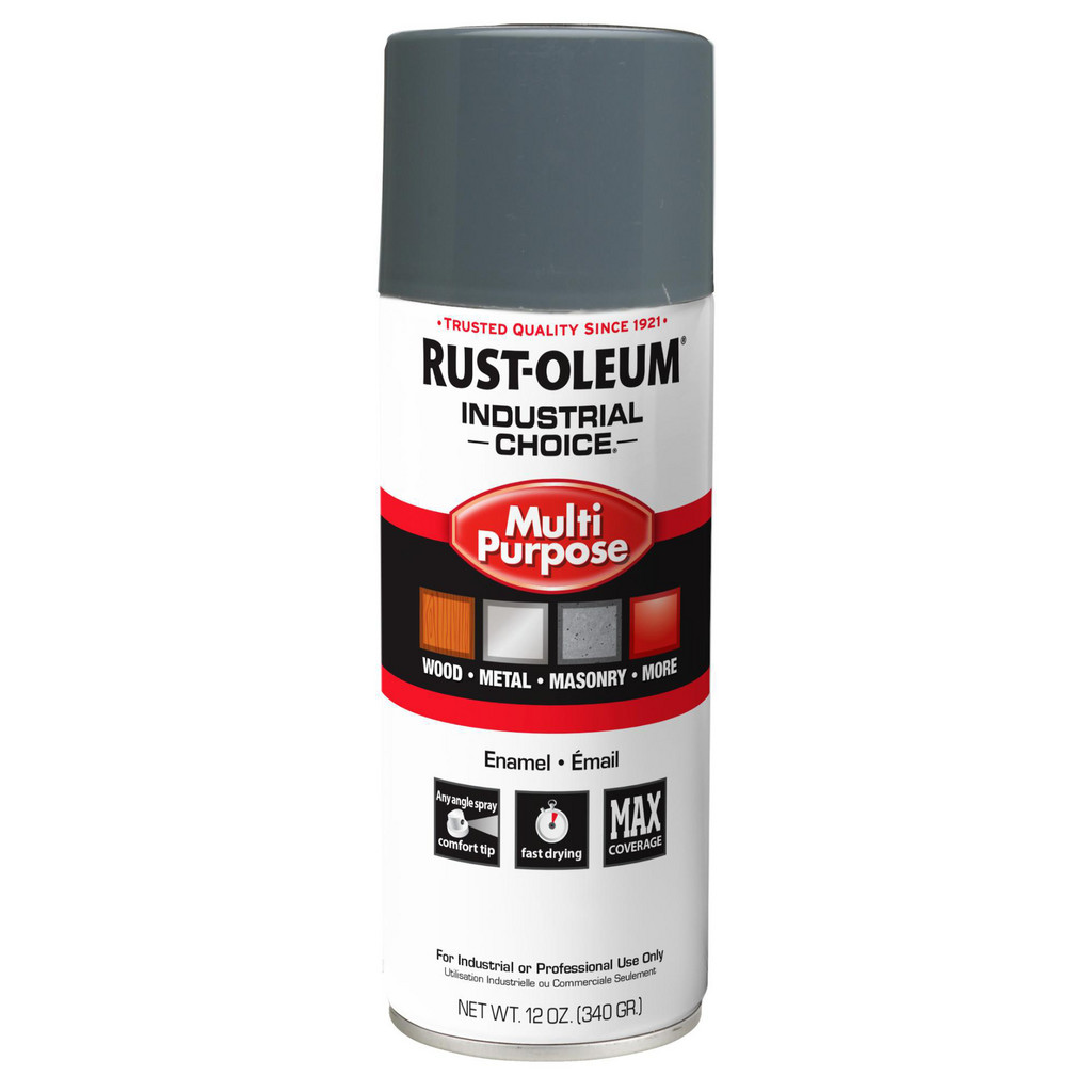 Rust-Oleum | Industrial Choice™ Industrial Choice 1600 Multi-Purpose Enamel Spray Paint, Universal Gray, Gloss, 12 oz - Indoor & Outdoor, Use on