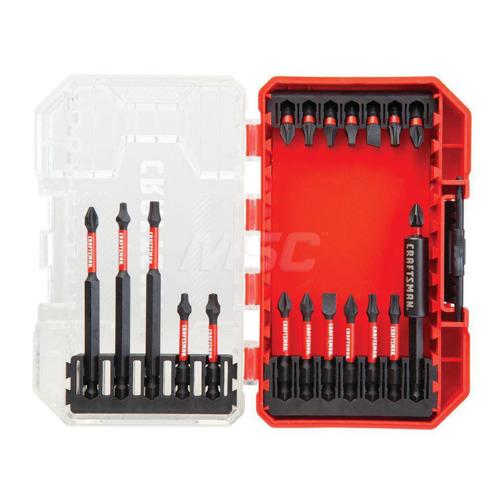 Power & Impact Screwdriver Bit Sets; Set Type: Driver Bit; Torx Size: T20; T25; Fractional Slotted Size: 8-10; Material: Steel; Measurement Type: Inch; Style: Insert Bit; Shank Type: Hex; Includes: 1-in. Bit Tips: PH1 (1), PH2 (2), SQ1 (1), SQ2 (1), SL 8-