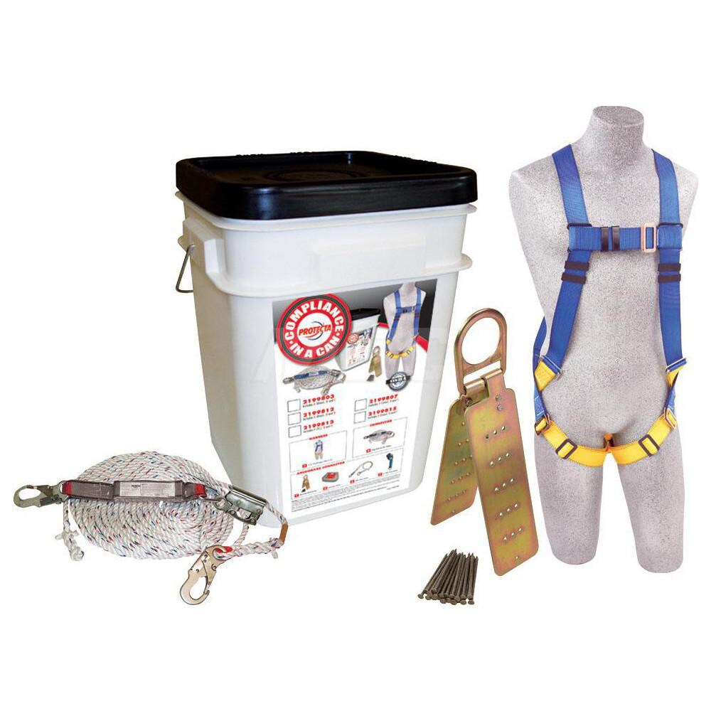 Fall Protection Kits; Kit Type: Roofer's Kit ; Application: General Industry ; Color: Black; Yellow Zinc ; Harness Size: Universal ; Standards: OSHA ; Lanyard Length (Feet): 2ft