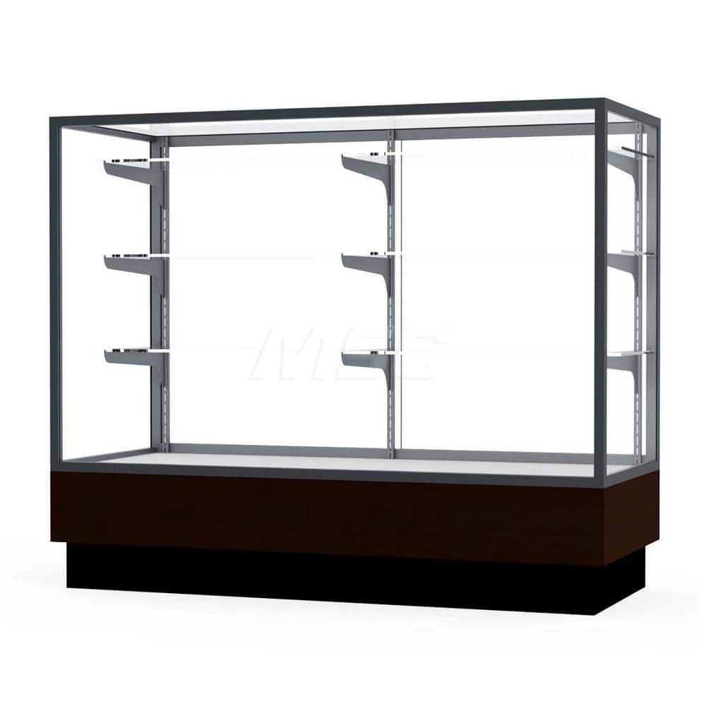 Bookcases; Color: Walnut ; Number of Shelves: 3; 3 ; Width (Decimal Inch): 48.0000 ; Depth (Inch): 20 ; Material: Anodized Aluminum/Vinyl; Anodized Aluminum/Vinyl