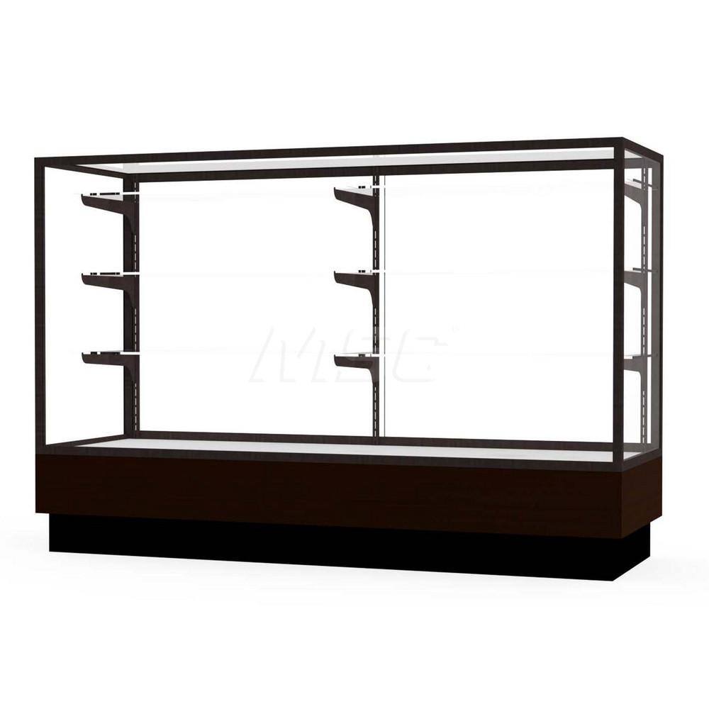 Bookcases; Color: Walnut ; Number of Shelves: 3; 3 ; Width (Decimal Inch): 60.0000 ; Depth (Inch): 20 ; Material: Anodized Aluminum/Vinyl; Anodized Aluminum/Vinyl