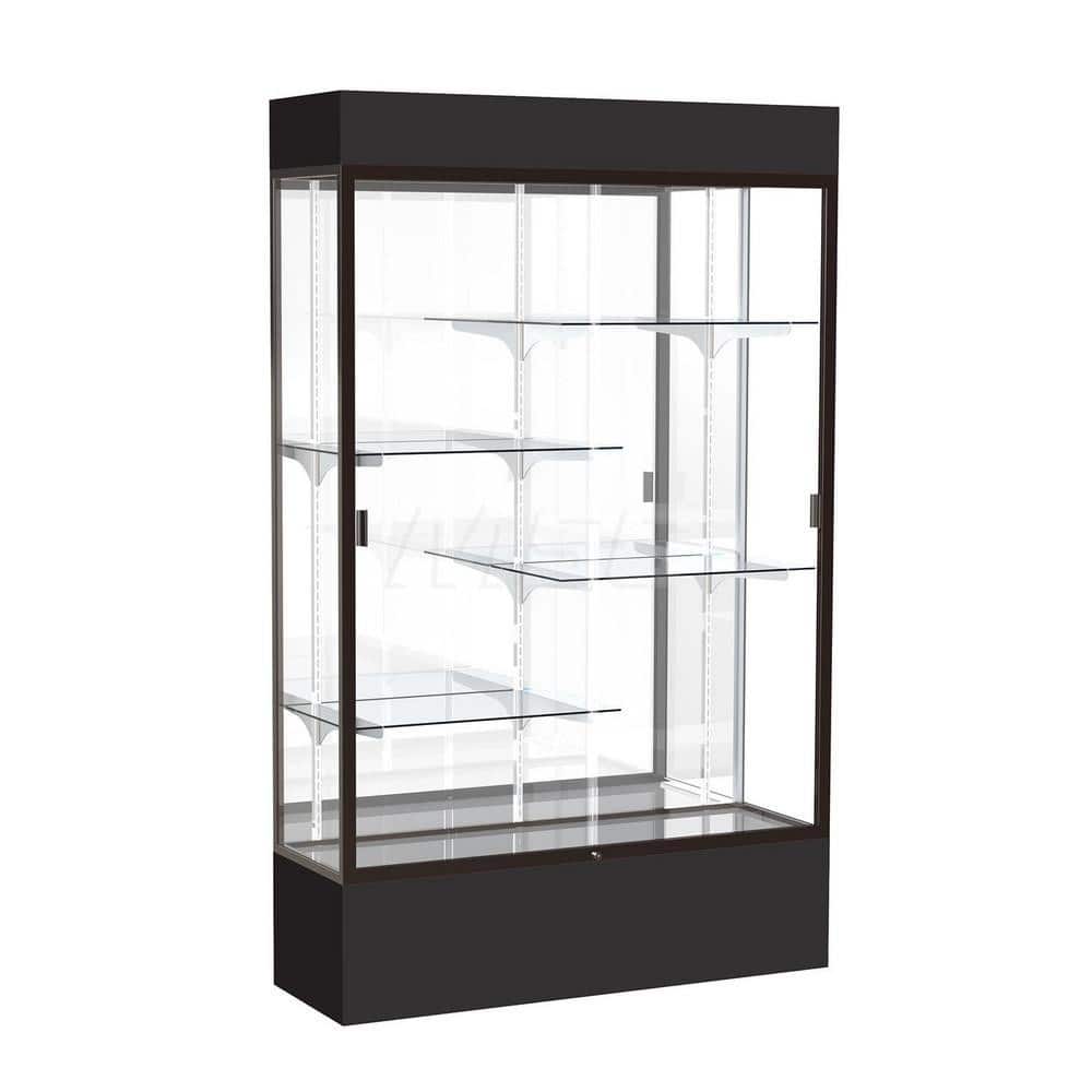 Bookcases; Color: Black ; Number of Shelves: 4; 4 ; Width (Decimal Inch): 48.0000 ; Depth (Inch): 16 ; Material: Anodized Aluminum/Laminate; Anodized Aluminum/Laminate