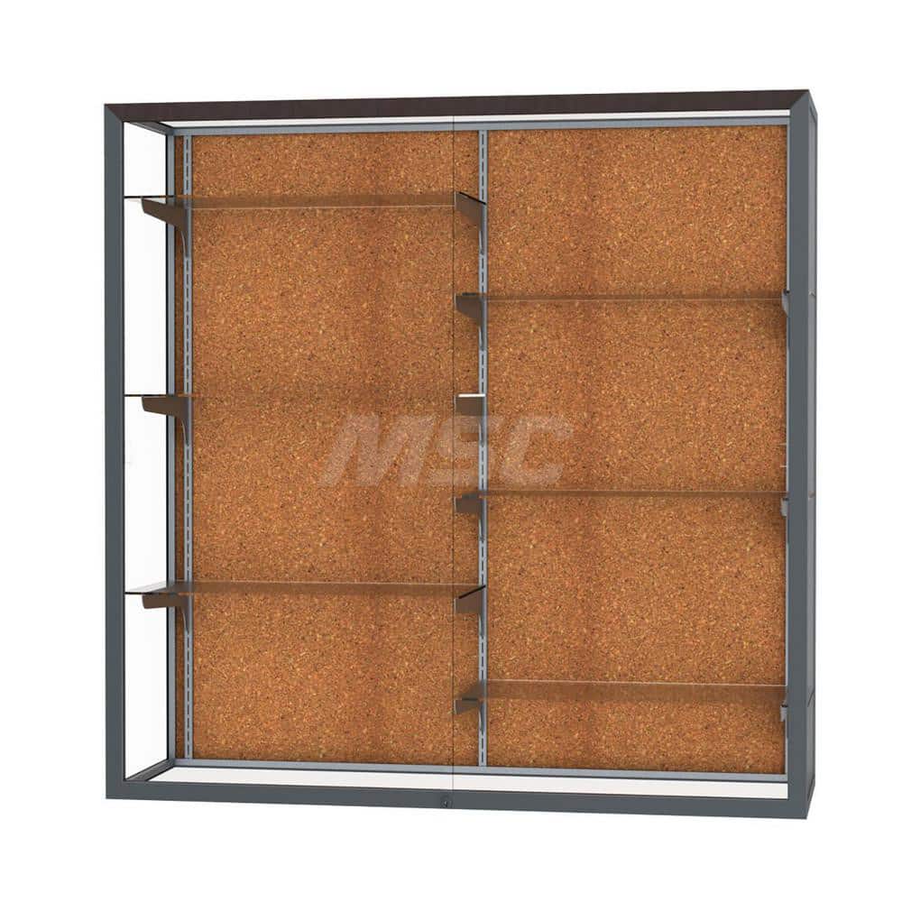 Bookcases; Color: Satin Aluminum ; Number of Shelves: 6; 6 ; Width (Decimal Inch): 48.0000 ; Depth (Inch): 16 ; Material: Anodized Aluminum; Anodized Aluminum