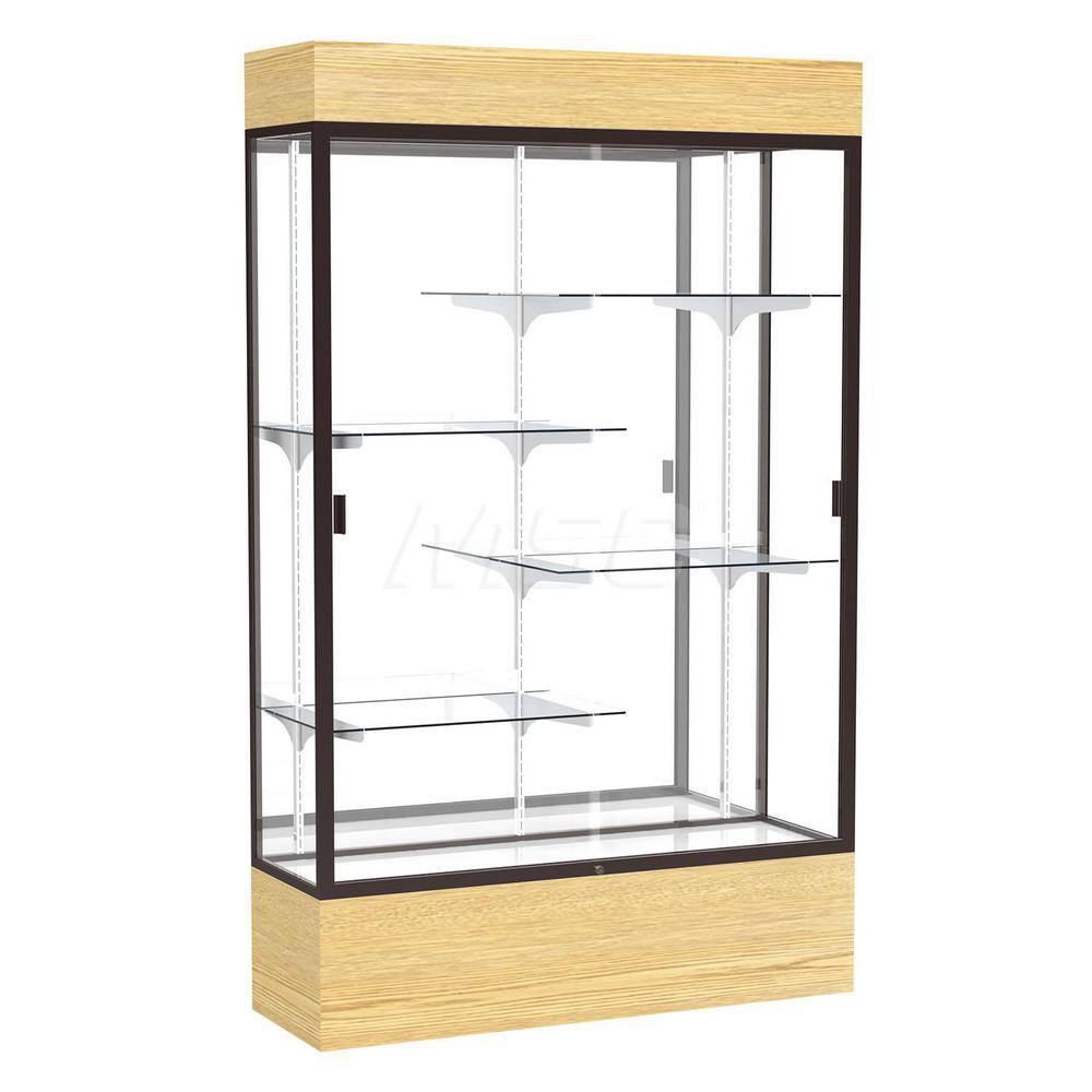 Bookcases; Color: Light Oak ; Number of Shelves: 4; 4 ; Width (Decimal Inch): 48.0000 ; Depth (Inch): 16 ; Material: Anodized Aluminum/Vinyl; Anodized Aluminum/Vinyl