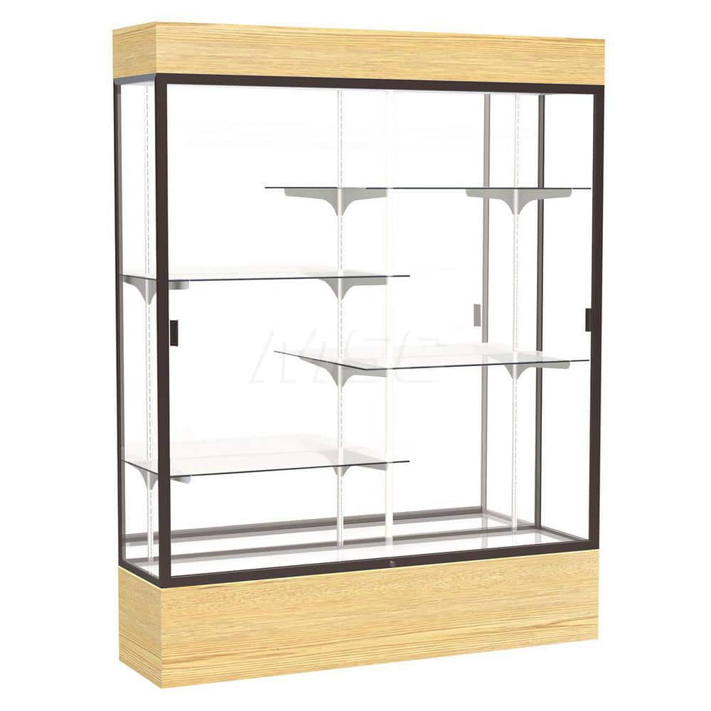 Bookcases; Color: Light Oak ; Number of Shelves: 4; 4 ; Width (Decimal Inch): 60.0000 ; Depth (Inch): 16 ; Material: Anodized Aluminum/Vinyl; Anodized Aluminum/Vinyl