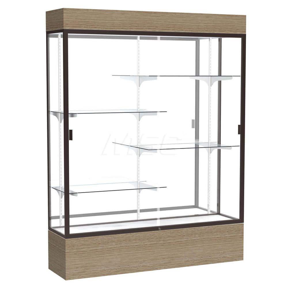 Bookcases; Color: Driftwood ; Number of Shelves: 4; 4 ; Width (Decimal Inch): 60.0000 ; Depth (Inch): 16 ; Material: Anodized Aluminum/Oak; Anodized Aluminum/Oak