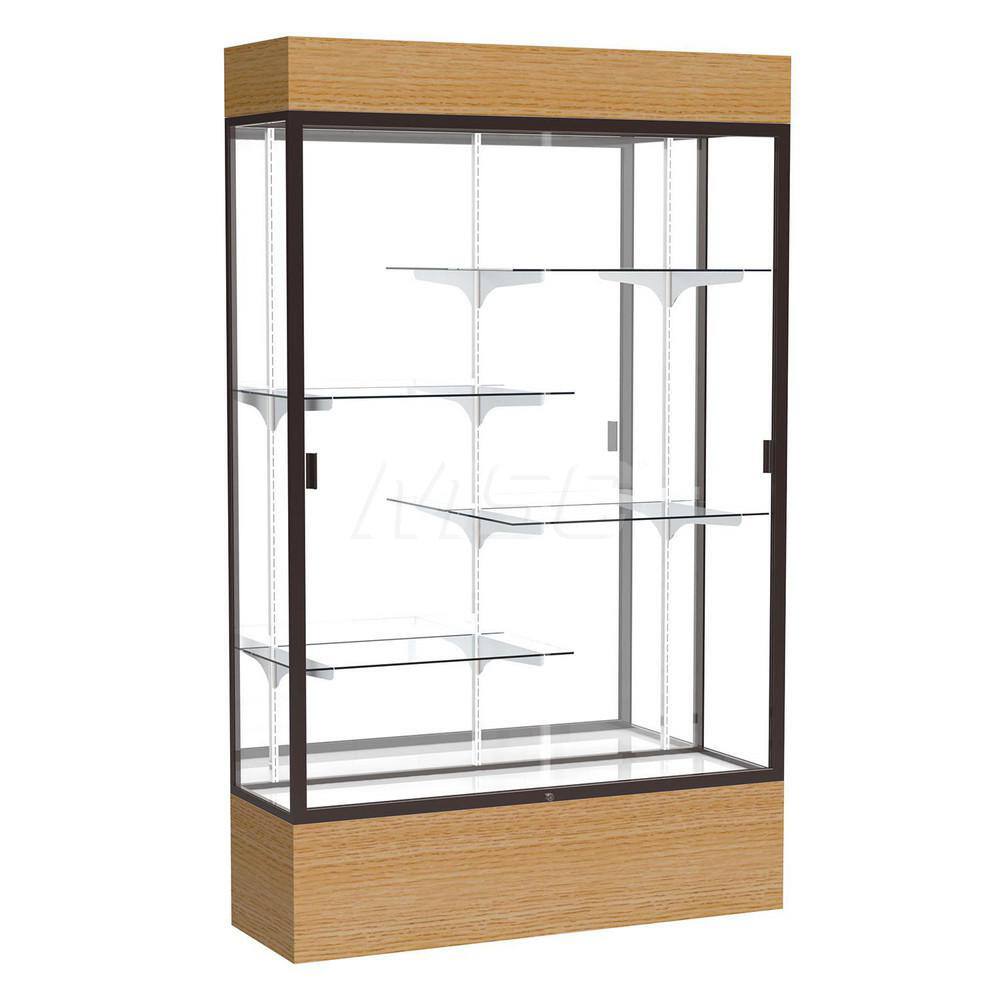 Bookcases; Color: Natural Oak ; Number of Shelves: 4; 4 ; Width (Decimal Inch): 48.0000 ; Depth (Inch): 16 ; Material: Anodized Aluminum/Oak; Anodized Aluminum/Oak