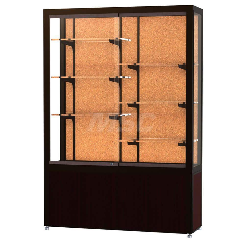 Bookcases; Color: Walnut ; Number of Shelves: 6; 6 ; Width (Decimal Inch): 48.0000 ; Depth (Inch): 16 ; Material: Anodized Aluminum/Vinyl; Anodized Aluminum/Vinyl