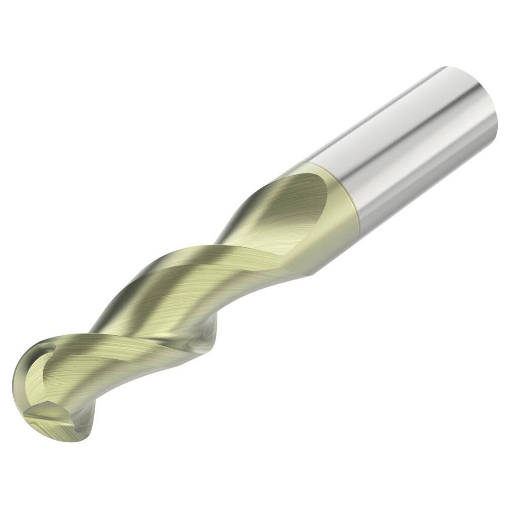 Ball End Mill: 3/8" Dia, 1" LOC, 2 Flute, Solid Carbide