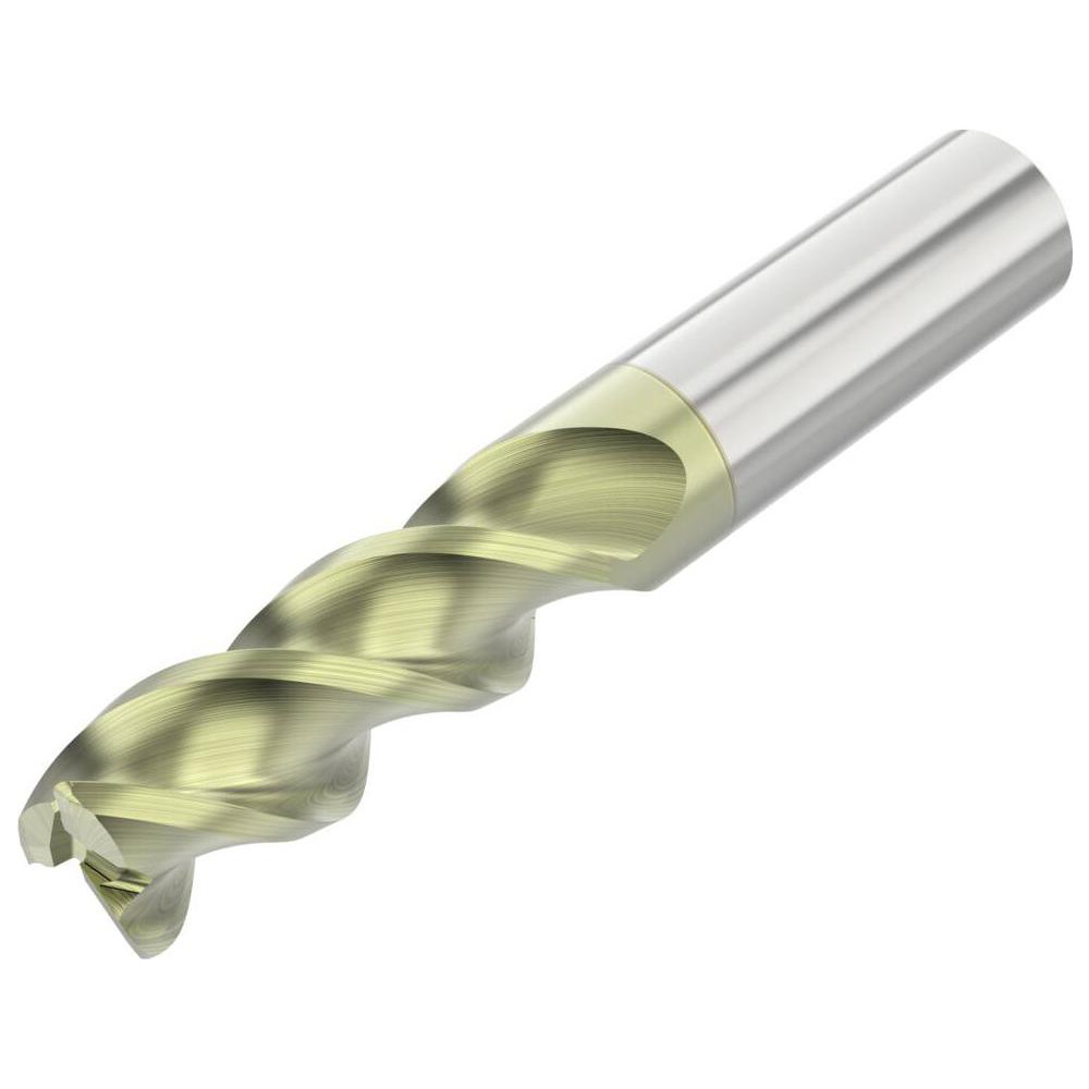 Corner Radius End Mill: 1/8" Dia, 3/8" LOC, 0.0300" Radius, 3 Flute, Solid Carbide