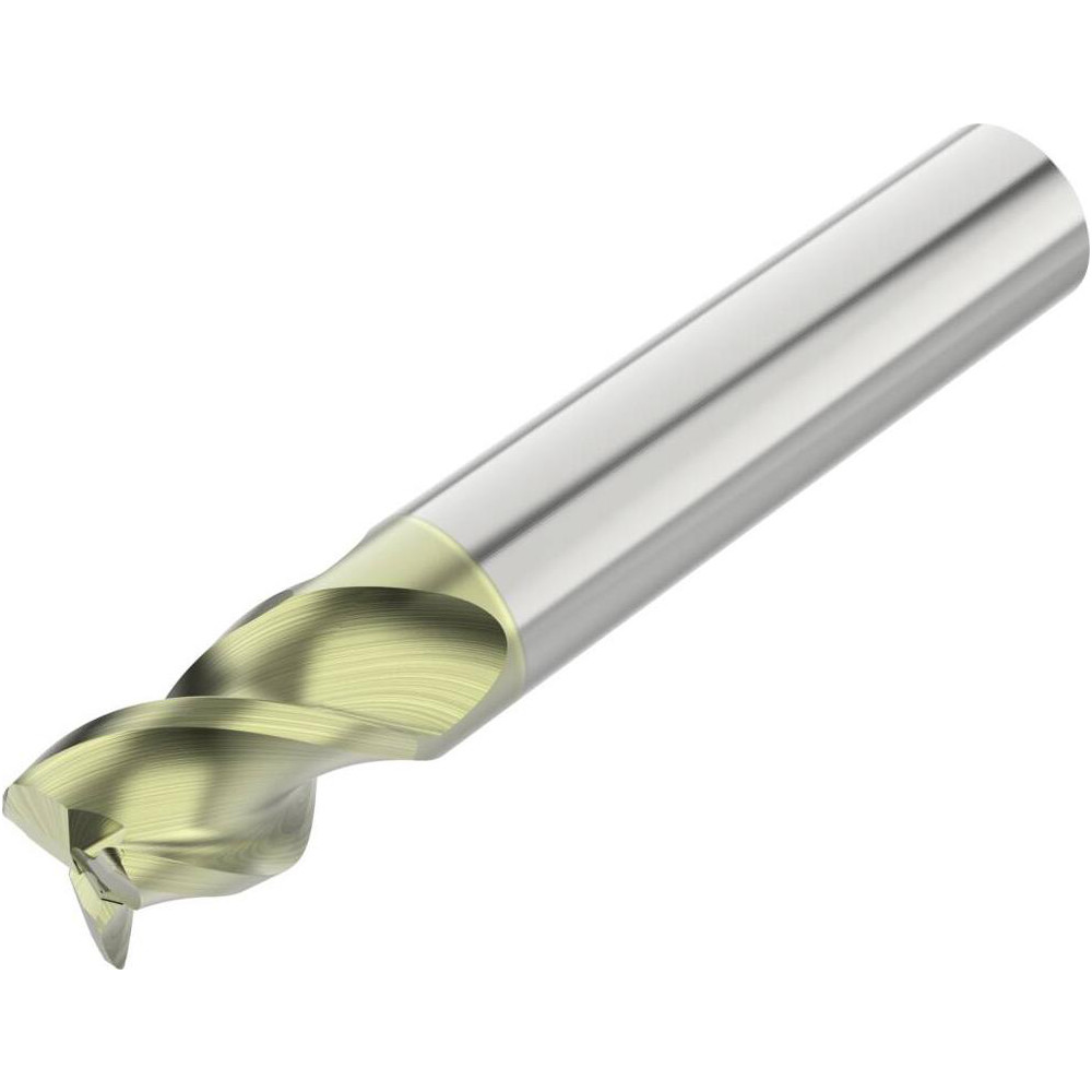 Corner Radius End Mill: 3/4" Dia, 1" LOC, 0.0300" Radius, 3 Flute, Solid Carbide