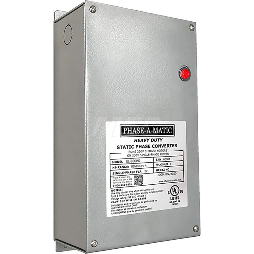Phase-A-Matic UL-900HD Static Phase converter. Single phase to 3 phase. Horse power range 4HP to  8HP HEAVY DUTY 