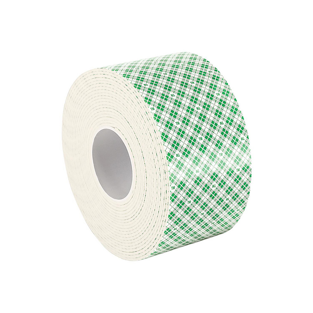 White Double-Sided Urethane Foam Tape: 3/4" Wide, 5 yd Long, 62.5 mil Thick, Acrylic Adhesive
