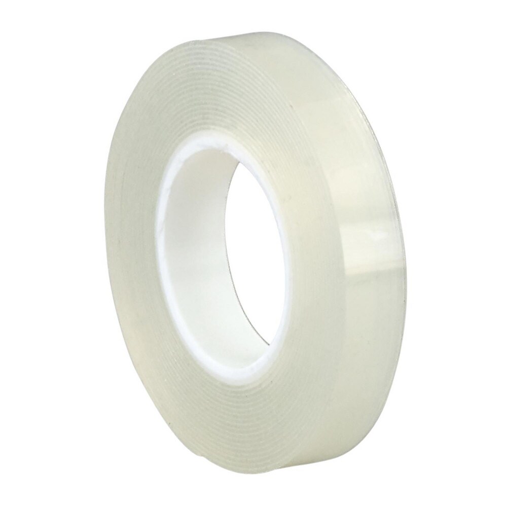 Transparent Double-Sided Foam Tape: 1/2" Wide, 36 yd Long, 20 mil Thick, Acrylic Adhesive