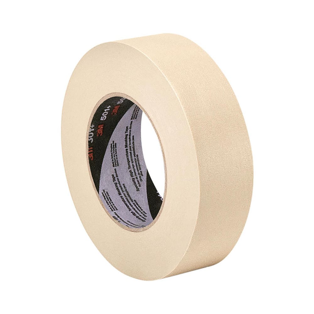 High Temperature Masking Tape: 1/2 Wide, 60 yd Long, 6.3 mil Thick, Tan