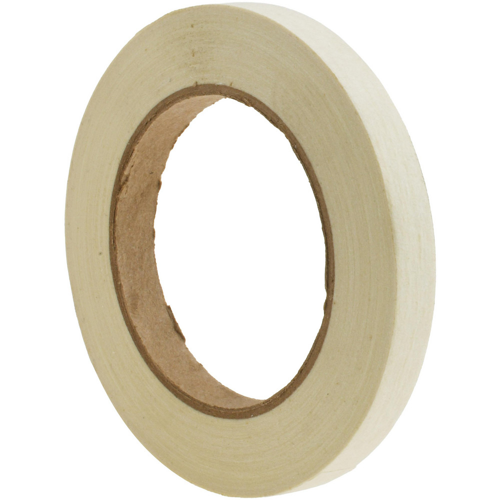 Masking Tape: 1/2" Wide, 60 yd Long, 5 mil Thick, Tan - Crepe Paper, Rubber Adhesive, 20 lb/in Tensile Strength