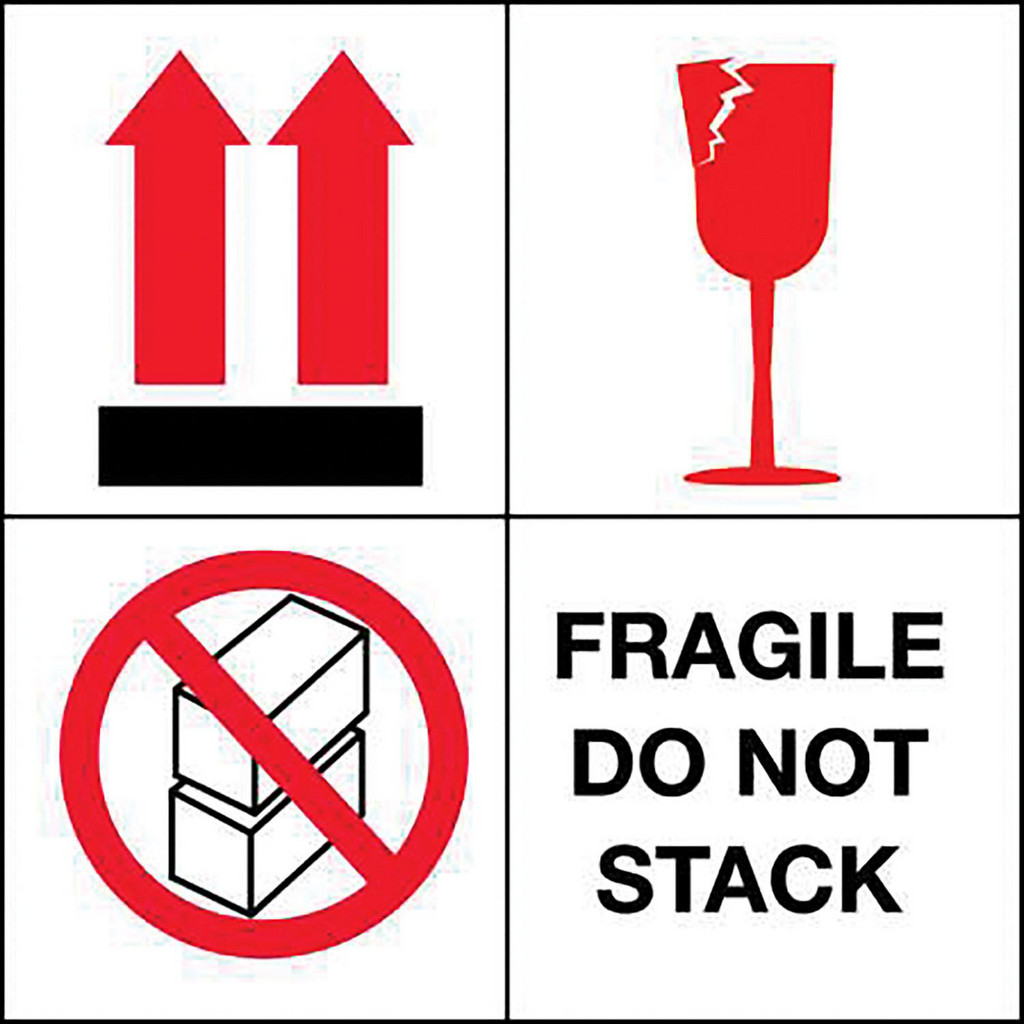 Made in USA - Care Instructions Label: "Fragile Do Not Stack", Square ...