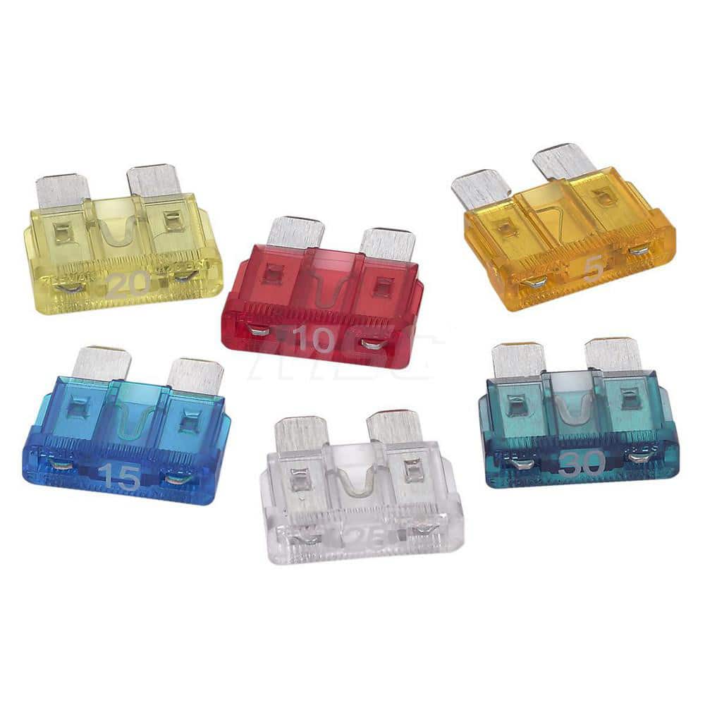 Automotive Fuses; Fuse Style: Fast Acting ; Blade Style: Standard ; Amperage: 5.0000 ; DC Voltage: 12V ; Color: Yellow; Orange; Red; Blue; Clear; Green ; Overall Length: 0.35